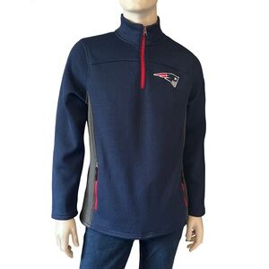 NFL Patriots Sweater Jacket Long Sleeve Embroidered Crests Zippered Pockets
